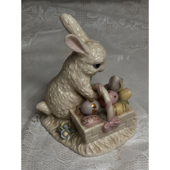 Two 2004 Lenox Fine Ivory Easter Bunny Egg Cup Basket Spring Tulips - Picture 9 of 14